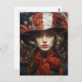 patriottische amerikaanse vrouw briefkaart (Voorkant / Achterkant)