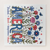 Patriottische Amerikaanse Wilde Bloemen Vierde Jul Legpuzzel (Horizontaal)