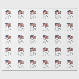 Patriottische Amerikaanse Wirehair Kat Vintage Ont Cadeaupapier