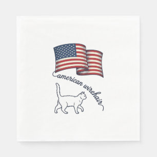 Patriottische Amerikaanse Wirehair Kat Vintage Ont Servet