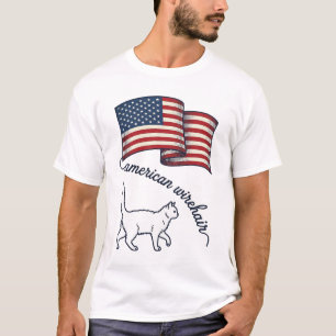 Patriottische Amerikaanse Wirehair Kat Vintage Ont T-shirt