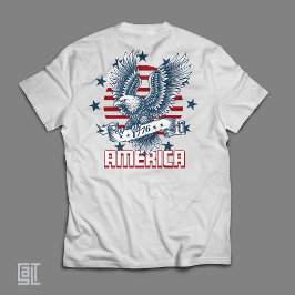 Patriottische Amerikaanse Zeearend 1776 USA Vlag V T-shirt