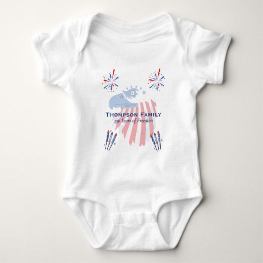 Patriottische Amerikaanse Zeearend Amerika 250e 4 Romper (Voorkant)