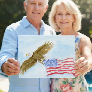 Patriottische Amerikaanse Zeearend die vliegt met Briefkaart