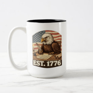 Patriottische Amerikaanse Zeearend Founding Father Tweekleurige Koffiemok