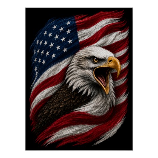 Patriottische Amerikaanse Zeearend FreeNation Desi Perfect Poster (Voorkant)