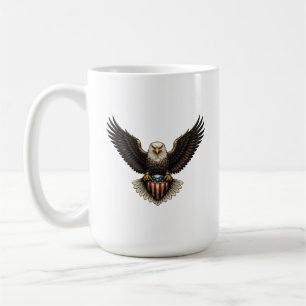 Patriottische Amerikaanse zeearend met Amerikaans Koffiemok