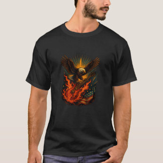 Patriottische Amerikaanse Zeearend met Vlammende G T-shirt