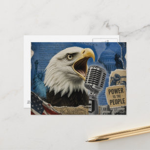 Patriottische Amerikaanse Zeearend Mixed Media Col Briefkaart