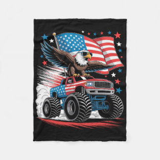 Patriottische Amerikaanse Zeearend Monstertruck Ro Fleece Deken