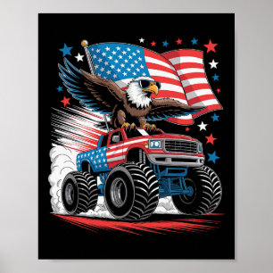 Patriottische Amerikaanse Zeearend Monstertruck Ro Poster