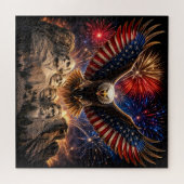 Patriottische Amerikaanse Zeearend Mount Rushmore Legpuzzel (Horizontaal)