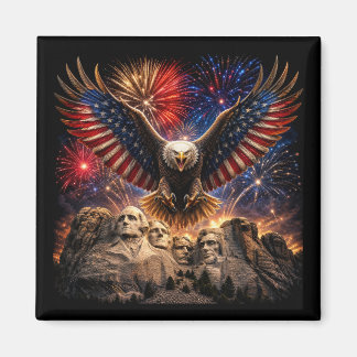Patriottische Amerikaanse Zeearend Mount Rushmore- Magneet