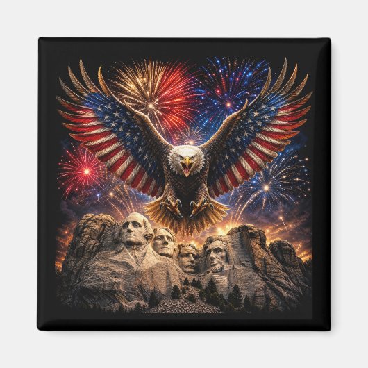 Patriottische Amerikaanse Zeearend Mount Rushmore- Magneet (Voorkant)