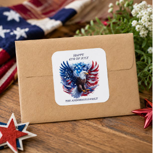 Patriottische Amerikaanse Zeearend Strepen Rood Wi Ronde Sticker
