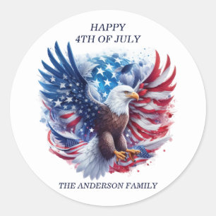 Patriottische Amerikaanse Zeearend Strepen Rood Wi Ronde Sticker