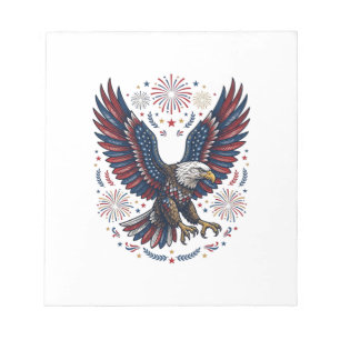 Patriottische Amerikaanse Zeearend Vuurwerk Vintag Notitieblok