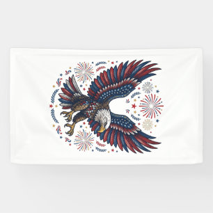 Patriottische Amerikaanse Zeearend Vuurwerk Vintag Spandoek