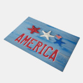 Patriottische Amerikaanse zeester met vlag Deurmat (Schuin)