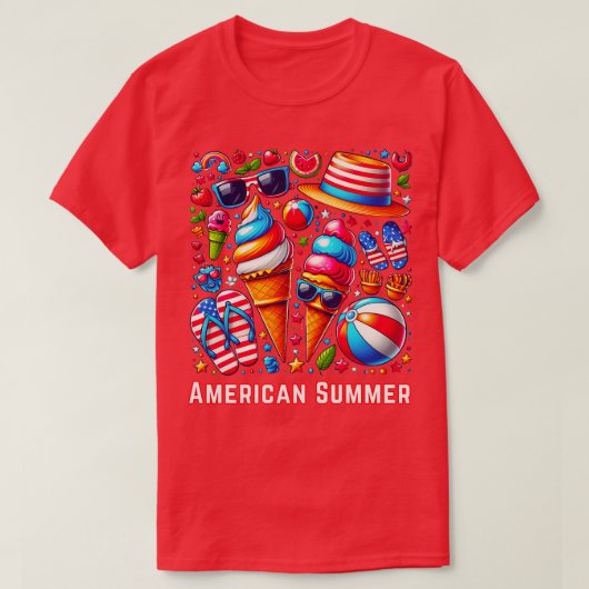 Patriottische Amerikaanse zomer Vierde juli Vierin T-shirt (Design voorkant)