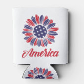 Patriottische Amerikaanse zonnebloem Blikjeskoeler (Achterkant)