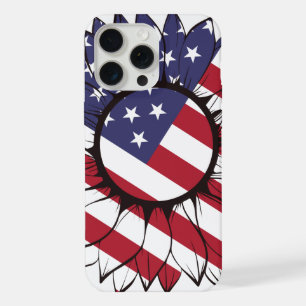 Patriottische Amerikaanse Zonnebloem iPhone 15 Pro Max Case