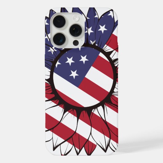 Patriottische Amerikaanse Zonnebloem iPhone Hoesje (Achterkant)