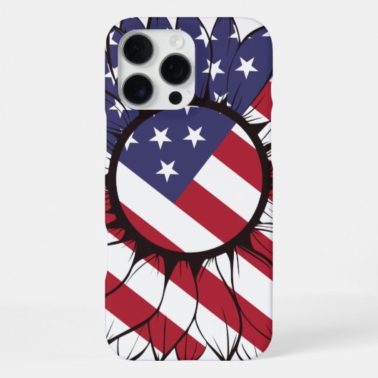 Patriottische Amerikaanse Zonnebloem iPhone Hoesje (Achterkant)