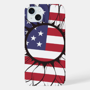 Patriottische Amerikaanse Zonnebloem iPhone 15 Plus Case