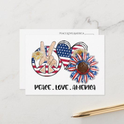 Patriottische ansichtkaart van de VS Briefkaart (Voorkant / Achterkant in situ)