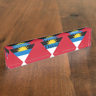 Patriottische Antigua en Barbuda Vlag Bureaublad N Naambordje
