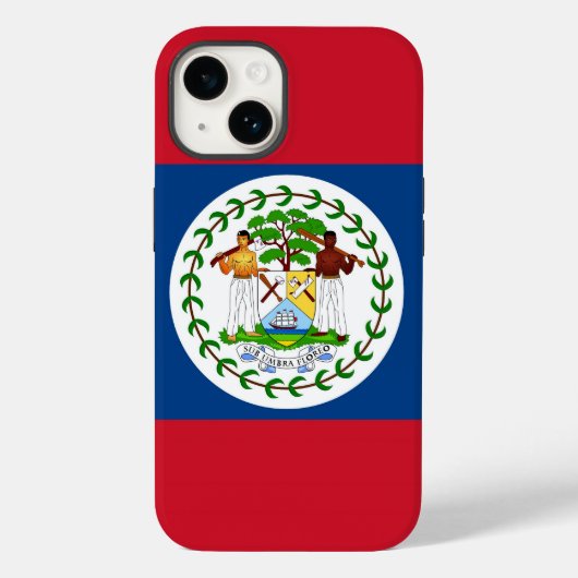 Patriottische Apple 14 Hoesje-Mate, Belize vlag Case-Mate iPhone Case (Achterkant)