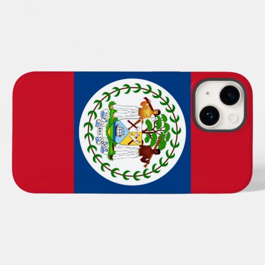 Patriottische Apple 14 Hoesje-Mate, Belize vlag Case-Mate iPhone Case (Achterkant (horizontaal))