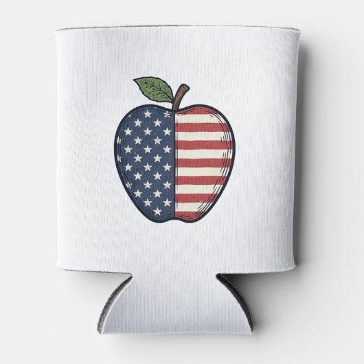 Patriottische Apple Vintage Gravure Vector Design_ Blikjeskoeler (Voorkant)
