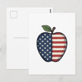 Patriottische Apple Vintage Gravure Vector Design_ Briefkaart (Voorkant / Achterkant)