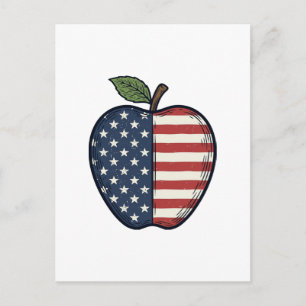 Patriottische Apple Vintage Gravure Vector Design_ Briefkaart