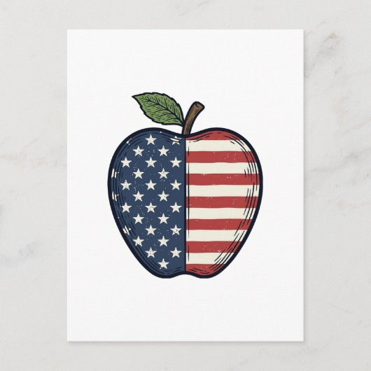 Patriottische Apple Vintage Gravure Vector Design_ Briefkaart (Voorkant)