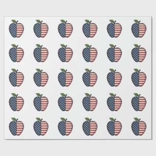 Patriottische Apple Vintage Gravure Vector Design_ Cadeaupapier