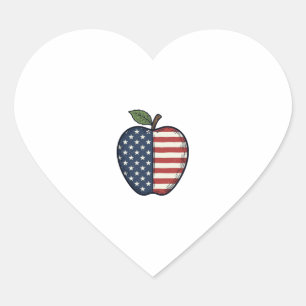 Patriottische Apple Vintage Gravure Vector Design_ Hart Sticker
