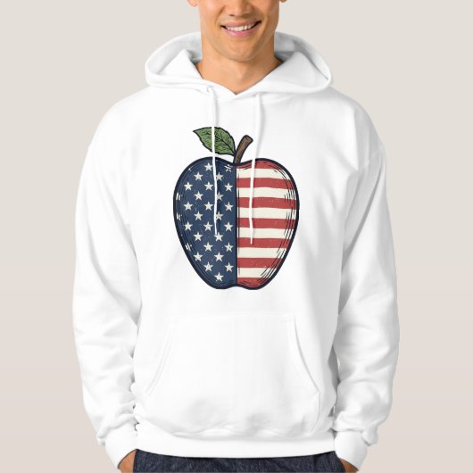 Patriottische Apple Vintage Gravure Vector Design_ Hoodie (Voorkant)