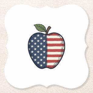 Patriottische Apple Vintage Gravure Vector Design_ Kartonnen Onderzetters