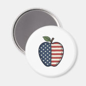 Patriottische Apple Vintage Gravure Vector Design_ Magneet (Voorkant / Achterkant)