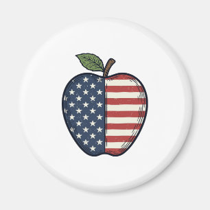 Patriottische Apple Vintage Gravure Vector Design_ Magneet