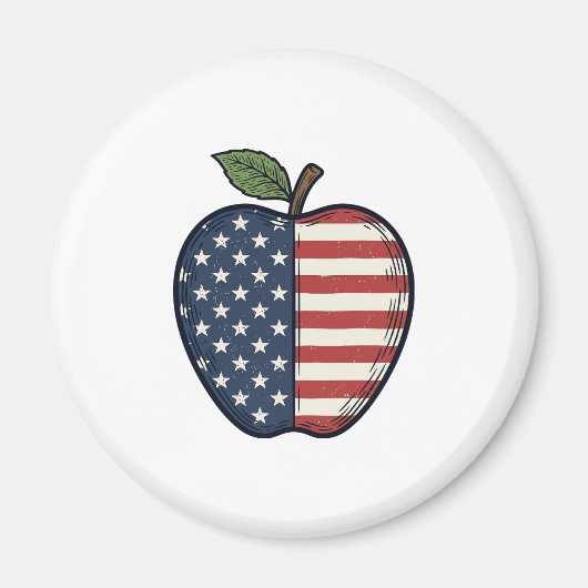 Patriottische Apple Vintage Gravure Vector Design_ Magneet (Voorkant)