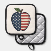 Patriottische Apple Vintage Gravure Vector Design_ Pannenlap (Voorkant / Achterkant)