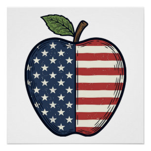 Patriottische Apple Vintage Gravure Vector Design_ Perfect Poster