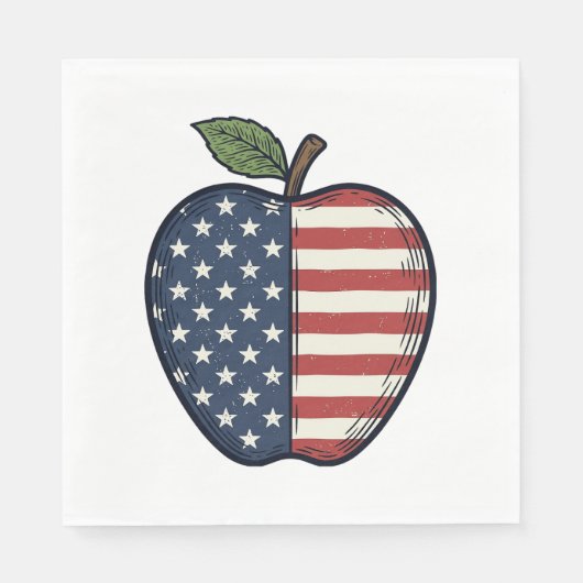 Patriottische Apple Vintage Gravure Vector Design_ Servet (Voorkant)