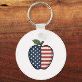 Patriottische Apple Vintage Gravure Vector Design_ Sleutelhanger (Voorkant)