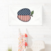Patriottische Apple Vintage Gravure Vector Design_ Spandoek (Insitu)