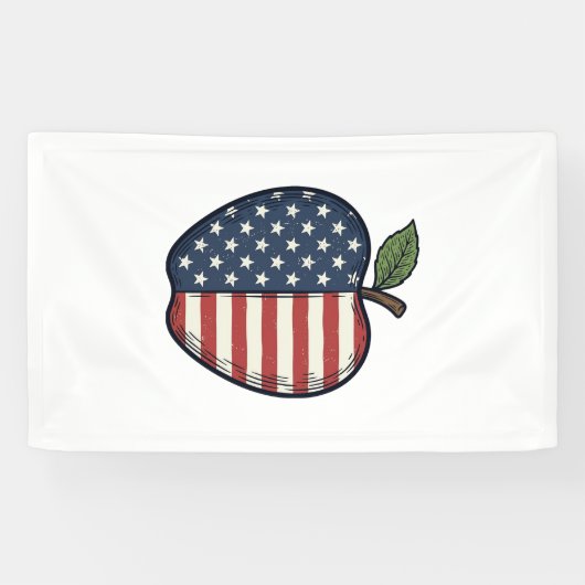 Patriottische Apple Vintage Gravure Vector Design_ Spandoek (Horizontaal)